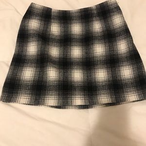 Black, Grey and White Plaid Miniskirt